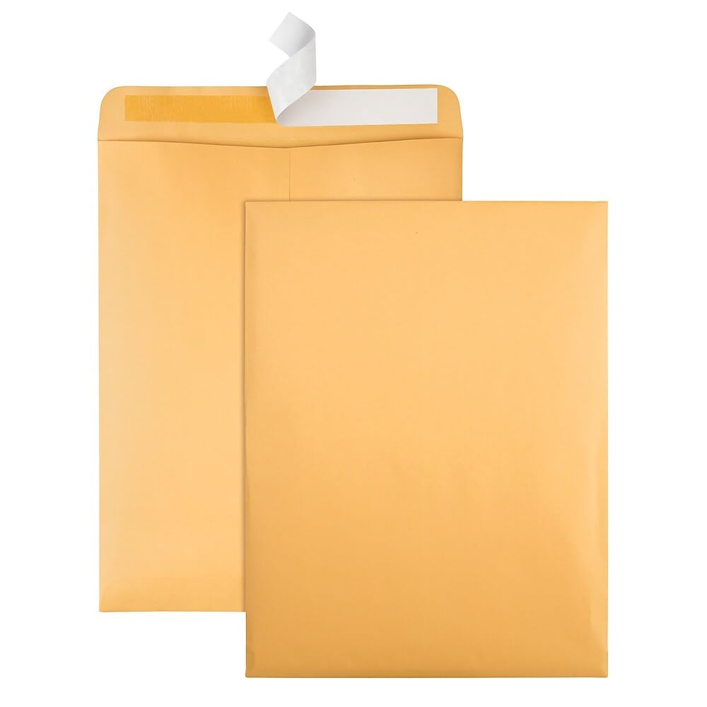 Staples Kraft Catalogue Envelopes with QuickStrip Closure - 10" x 13" - Brown - 100 Pack