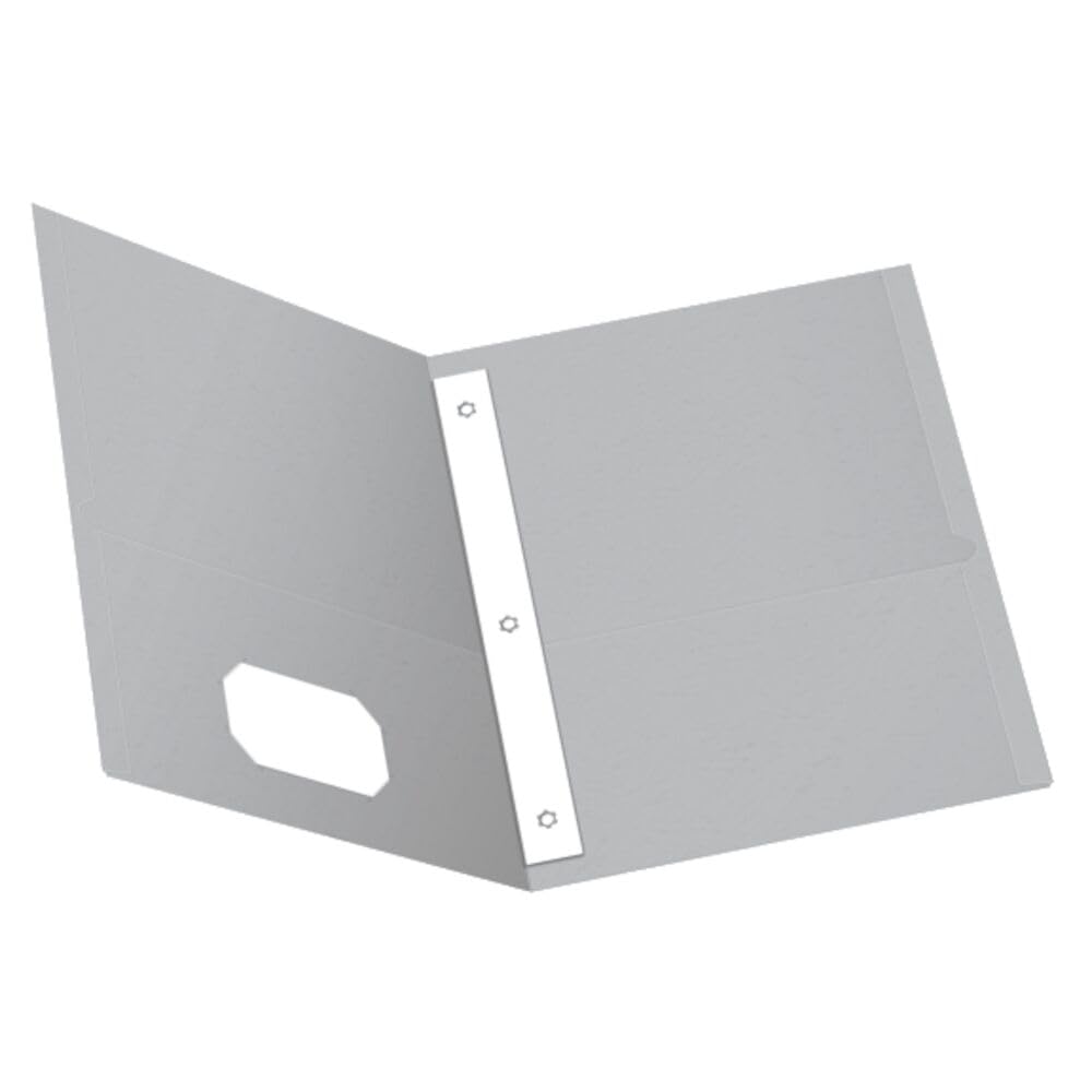 Oxford Duotangs with Two Pockets, Gray, Pocket Folders with Fasteners, Textured Paper, Letter Size, Box of 25, Ideal for Schools, Teachers, Home, and Office Organization