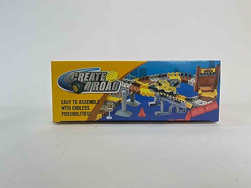 Construction Race Tracks Set, Flexible Train Tracks w/ 2 Electric Construction Race Vehicles w/Lights, STEM Engineering Race Track Toys with Dump Truck, Crane Assort Acessories for Boys Girls