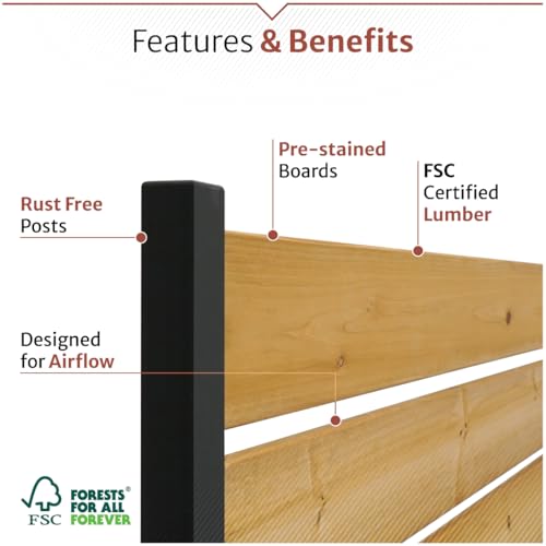5ft H x 3.2ft W (1 Panel) No Dig Enclo Concord Cedar Wood Privacy Screen, Great to Hide Trash Cans, Decorative Patio Privacy Screen, Outdoor Privacy Fence Panel, Air Conditioner Fence, EC18022