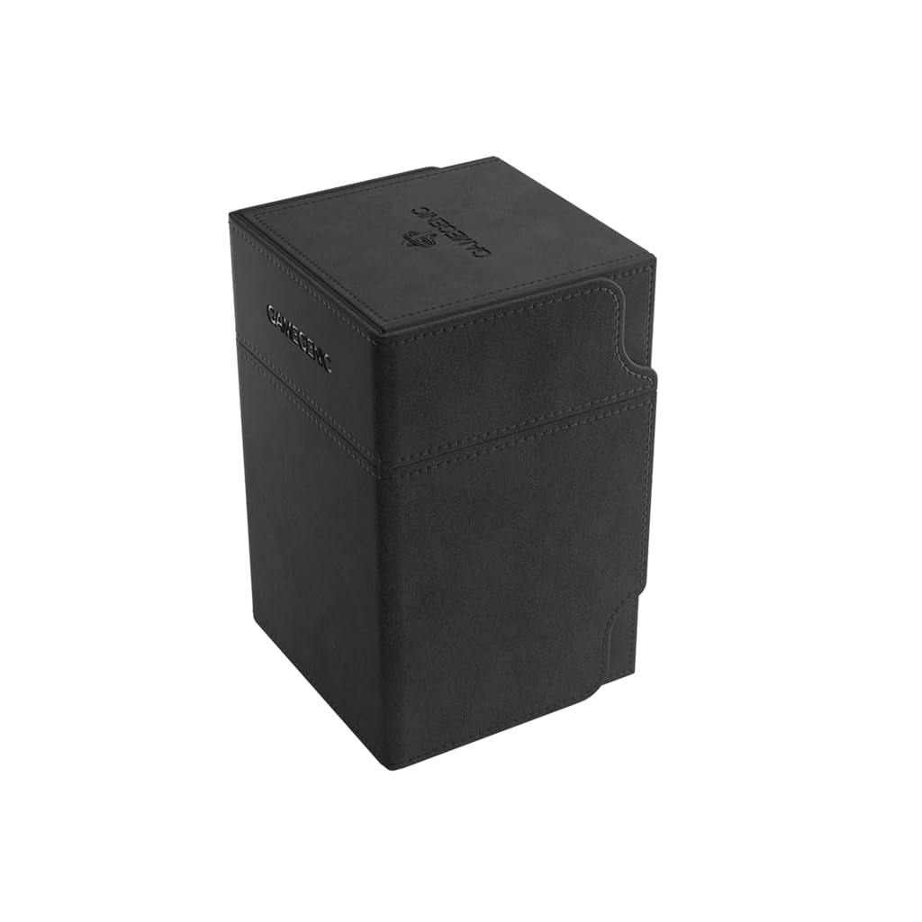 Gamegenic Watchtower 100+ XL Convertible Deck Box - Double-Sleeved Card Storage - Card Game Protector - Nexofyber Surface - Holds Up to 100 Cards - Black
