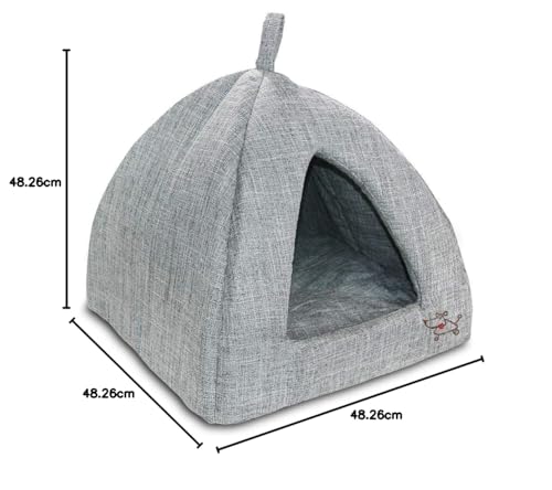 Pet Tent-Soft Bed for Dog and Cat by Best Pet Supplies - Gray Linen, 19" x 19" x H:19"