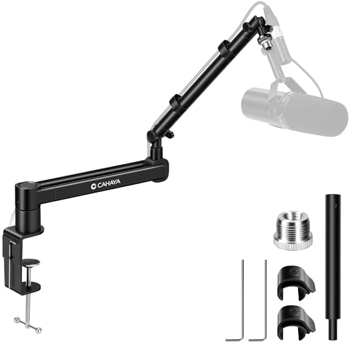 CAHAYA Microphone Boom Arm Stand - Adjustable Mic Arm with 3.5" Extension Pole, Compatible with Shure SM7B, BlueYeti, FIFINE, HyperX QuadCast