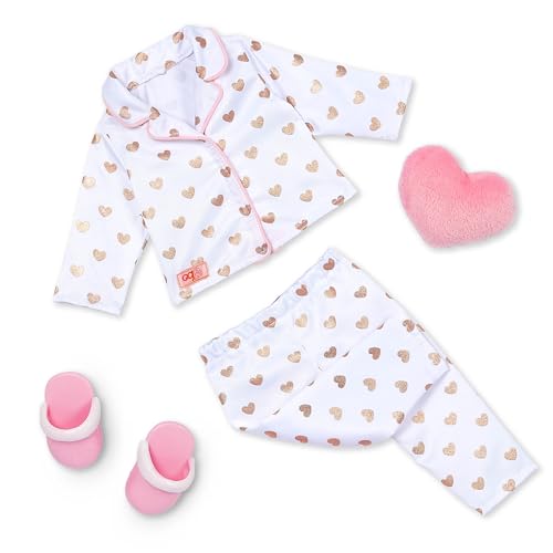 Our Generation - Serenity - 18-Inch Slumber Party Doll - Blonde Hair & Blue Eyes - Heart-print Pajama Outfit - Pretend Play - Toy for Kids 3 Years +