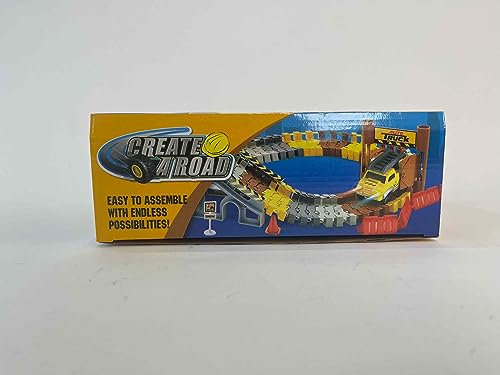Construction Race Tracks Set, Flexible Train Tracks w/ 2 Electric Construction Race Vehicles w/Lights, STEM Engineering Race Track Toys with Dump Truck, Crane Assort Acessories for Boys Girls