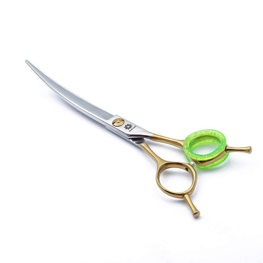 Dream Reach 7.0 Inch Barber Scissors Shear Curved - Hair Cutting Scissors Two-Way Bent Blade Scissor Japanese 440C Steel - Hair Stylists Shears with Twin Tail (C-7 inch-Curved Scissor)