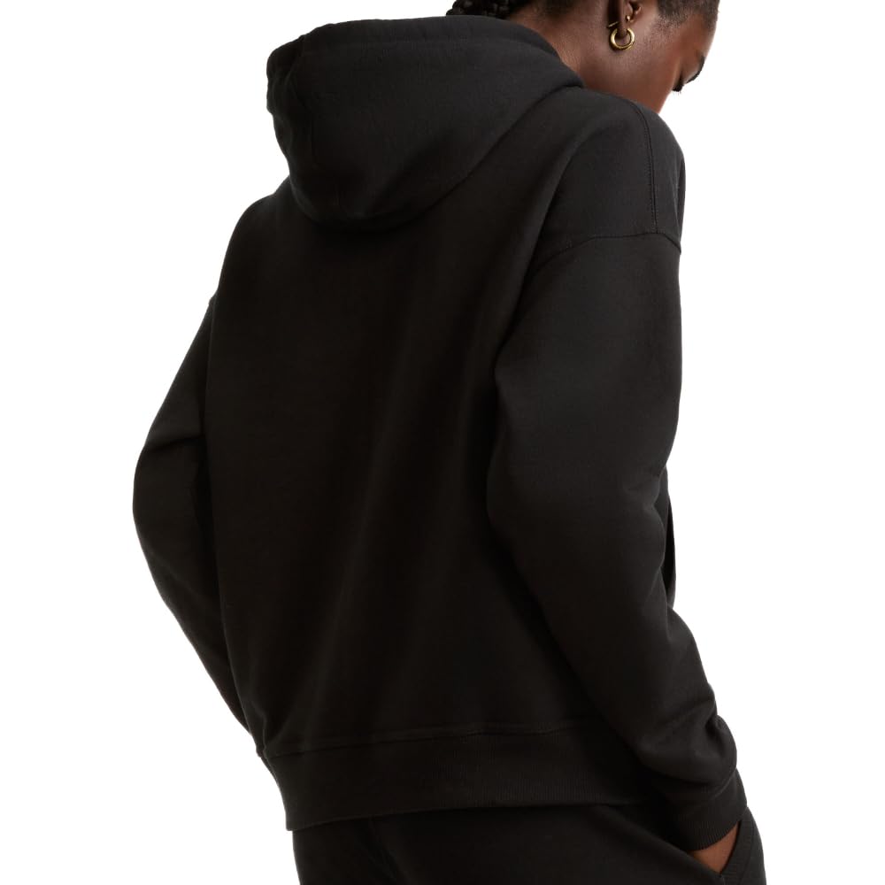 Champion, Powerblend, Fleece, Comfortable Hoodie Sweatshirt for Women (Plus, Black Script, Large