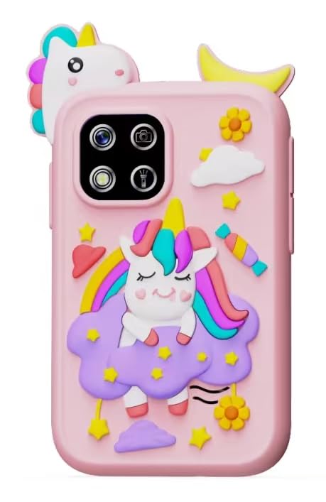 Upgrade Mini Kids Toy Pretend Smartphone, Unicorn Selfie Phone with 2.8” Touchscreen - Rich 20 Learning Games - Dual Camera - Music Player, for 3-10 Years Old Boys Girls, 32GB Card, Pink
