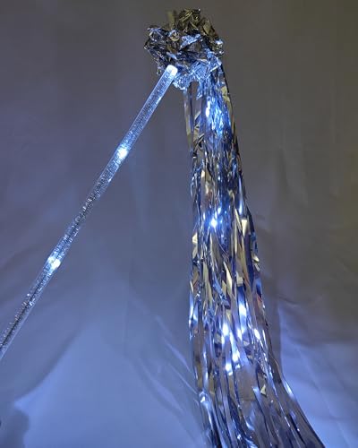 105 Pieces LED Wedding Wands, LED Wedding Streamer - Metallic Foil Tinsel Ribbon Sticks for Glitter Bridal Wedding Send Off Ideas Activities Holiday Celebration Favor (Mirror Silver)