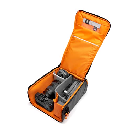 Lowepro GearUp Creator Box Extra Large II, Mirrorless and DSLR Camera Bag, Camera Case with QuickDoor Access, Made with Recycled Fabric, Orange Padded Interior Dividers, Grey