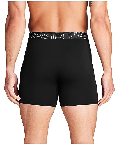 Under Armour Performance Cotton Boxer - Solid 6in 3-Pack, Black Solid - Core, LG