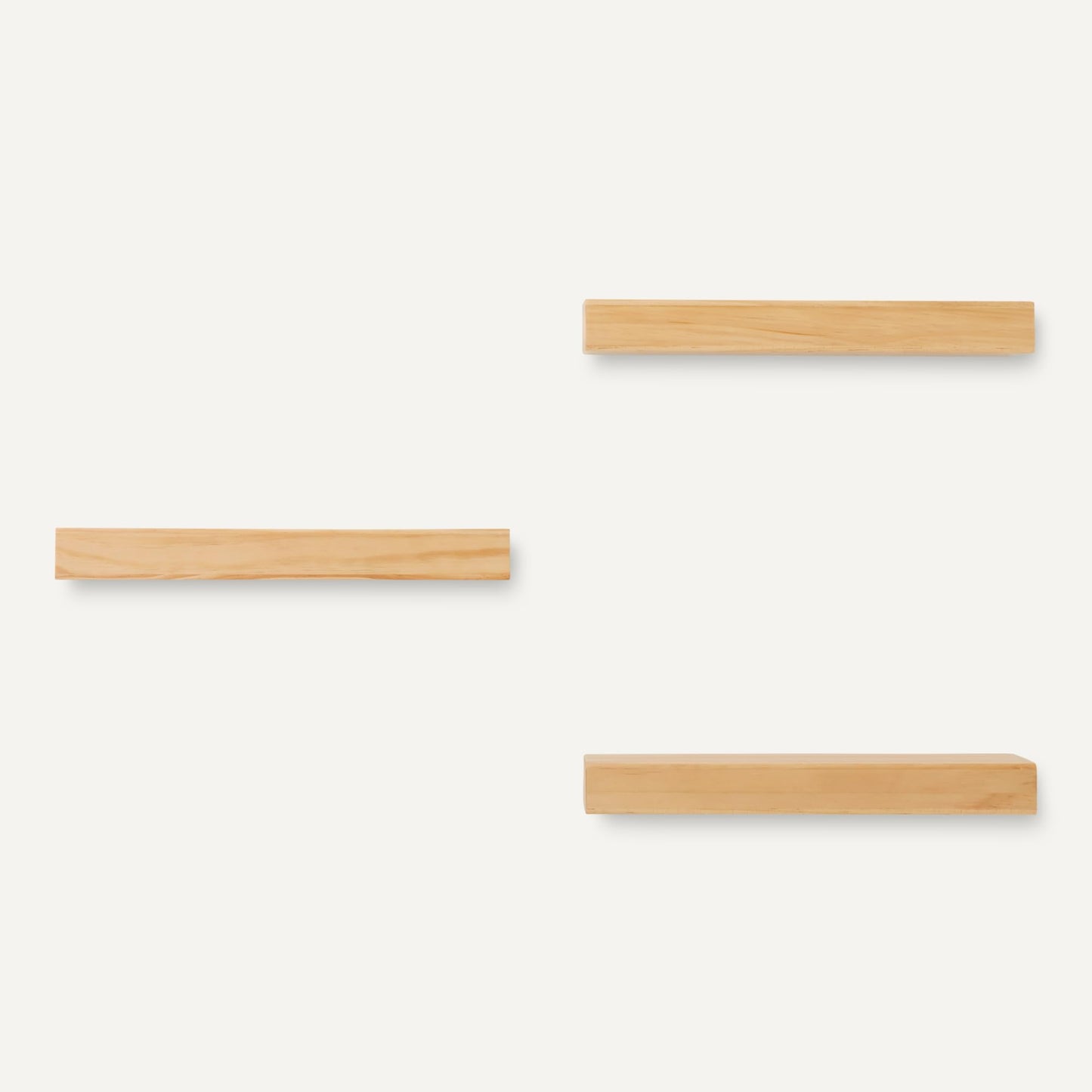 Amazon Basics Wood Floating Wall Shelves,16" x 5" x 2" Pine, Pack of 3