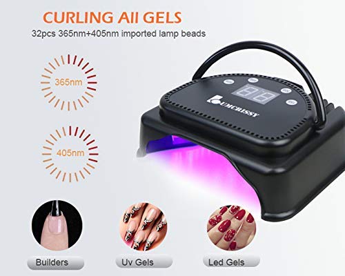64W LED Nail Dryer-Lumcrissy Professional Quikly Dry LED Nail Curing Lamp for UV LED Gel Nail Polish nail tool Salon Tool With Lifting Handle Touch Sensor LCD Screen With a Nail Nipper(Black)