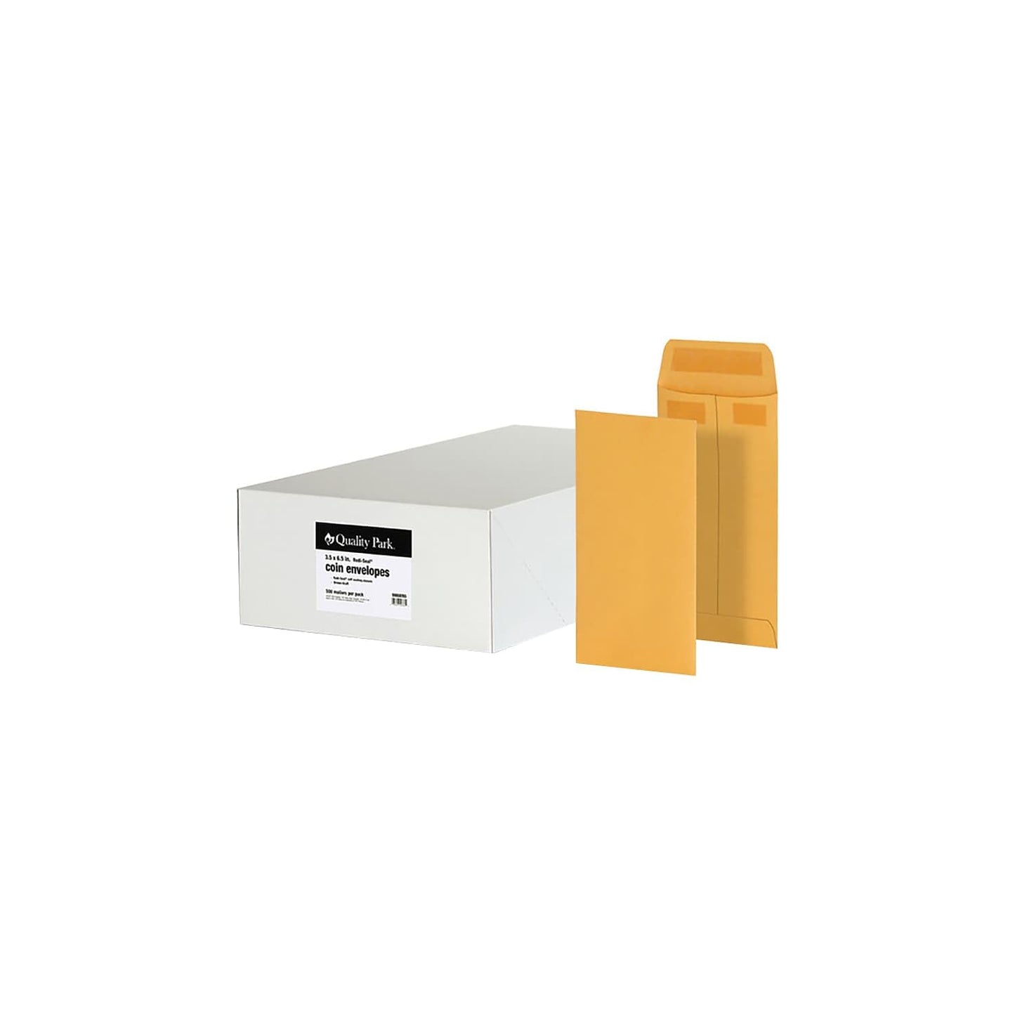 Quality Park Envelopes, #7 Coin and Small Parts, Self-Seal, Brown Kraft, 24 lb, 3-1/2" x 6-1/2", Holds Keys, Coins, Gift Cards, Seeds, 500 Per Box, for Home, Office, and Garden Use