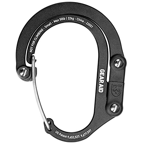GEAR AID HEROCLIP Carabiner Clip and Hook (Small) for Purse, Stroller, and Backpack, Stealth Black, 2 Pack