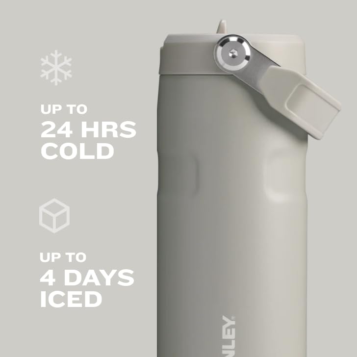 Stanley IceFlow Flip Straw 2.0 Water Bottle 24 oz | Built-in Straw for Travel and Sports | Lightweight and Leak Resistant | Insulated Stainless Steel | BPA-Free | ‎‎‎‎Frost