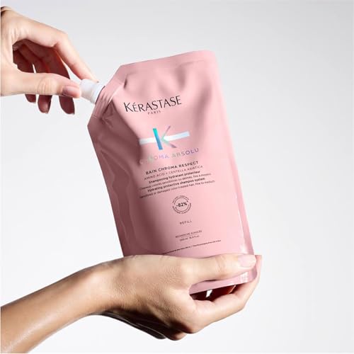 Kérastase Chroma Absolu Bain Chroma Respect, Color Protect Shampoo, For Sensitized or Damaged Color-Treated Hair With Amino Acid and Centella Asiatica, Fine To Medium Hair, Eco-Friendly Refill