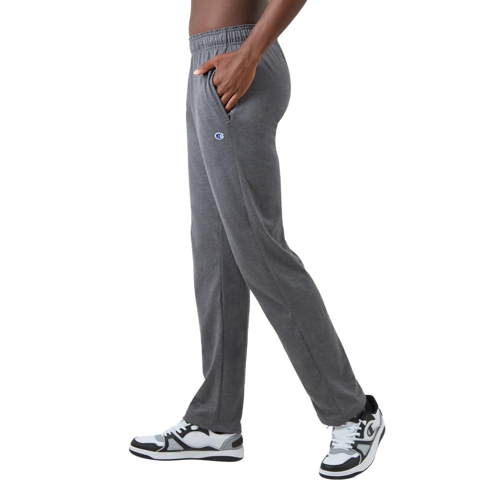 Champion Men's Open Bottom Jersey Pant, Granite Heather, X-Large