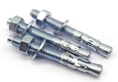1/2" Inch x4 Inch 25 Pack Wedge Anchor Bolts, Zinc Plated Steel Concrete Fasteners