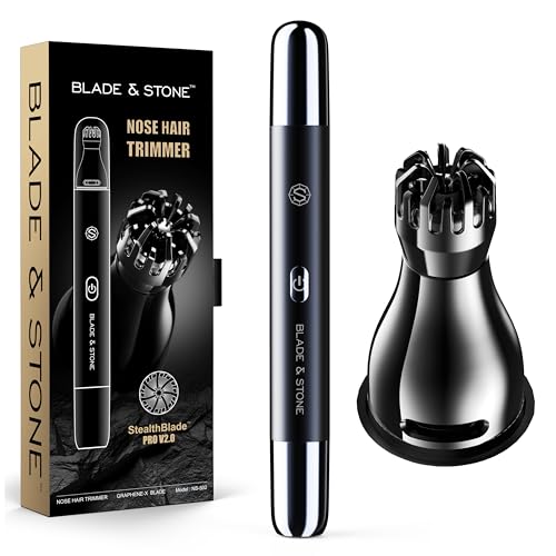 Blade & Stone™ NS502-DN Nose & Ear Trimmer | Graphene-X™ Blade | High-velocity Low-noise Motor | Patented Rotary Blade Design | Close, Skin-friendly, Tug-free Performance, Detachable Head - Dark Night