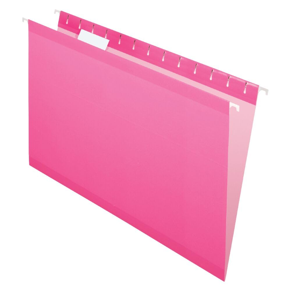 Pendaflex Hanging File Folders, Reinforced Legal Size, Soft Pink, 25-Pack, Polylaminate Reinforced Edges, Pre-Printed Tab Positions, for Durable & Organized Filing