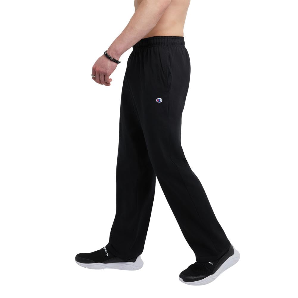Champion Men's Open Bottom Jersey Pant, Black, XX-Large