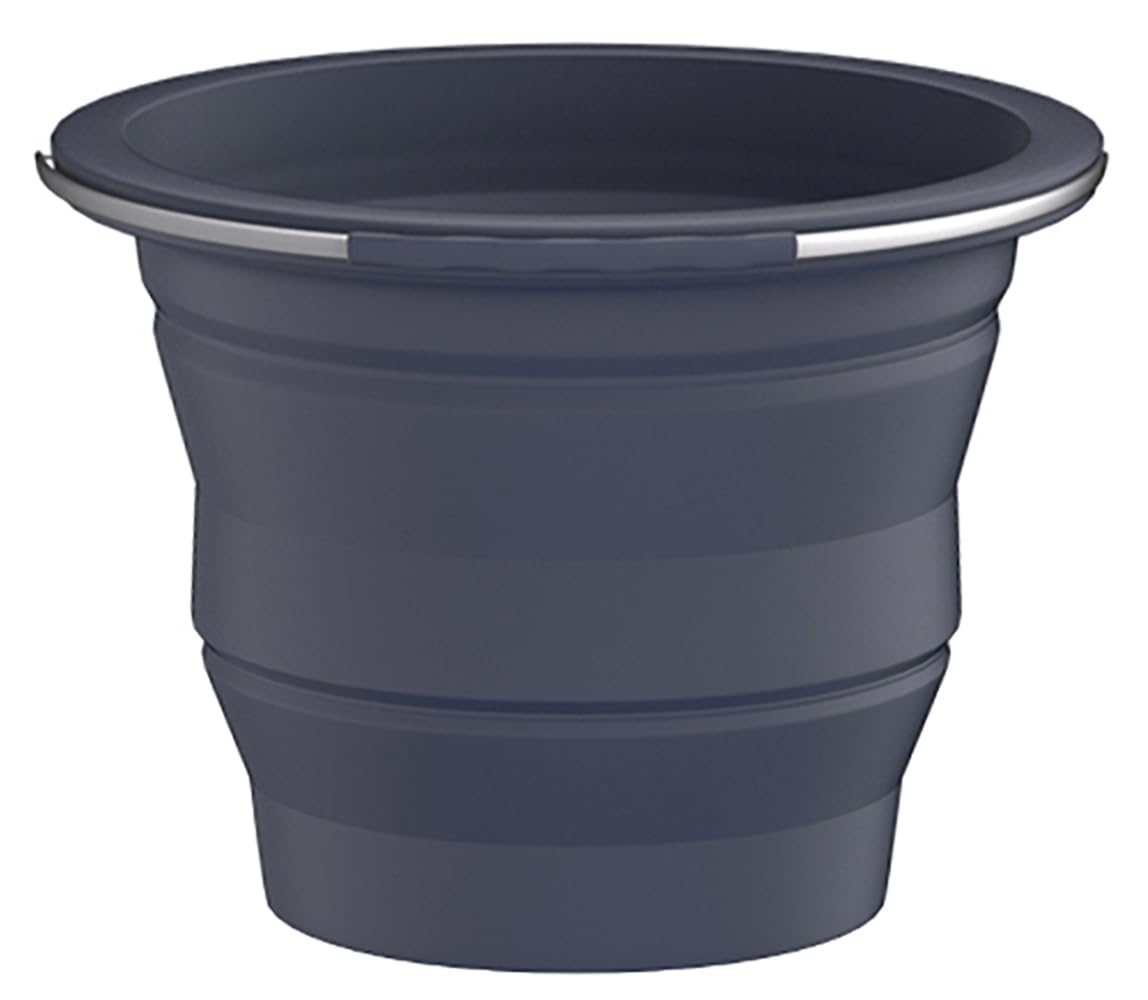 LLEEVWEI Collapsible Buckets, Silicone Bucket, Household Cleaning or Car Washing, Portable Folding Bucket for Fishing or Camping, 2.6 Gallons (10 Liters), Space-Saving Design, Round (Gray)