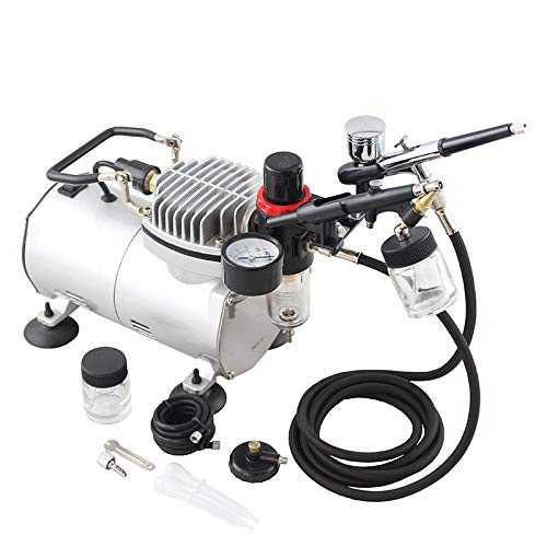 Professional Airbrushing Paint System with 1 Air Compressor and 2 Airbrush Kits for Painting Makeup Cake Spray Model Tattoo Nail Art and More