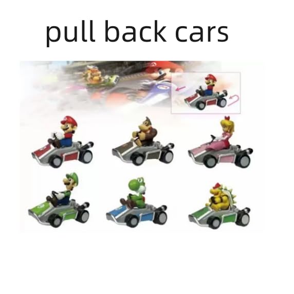 6Pcs Bigger Size Mari Bros Kart Pull Back Cars,Great Gifts for Fans, Collectors and Kids