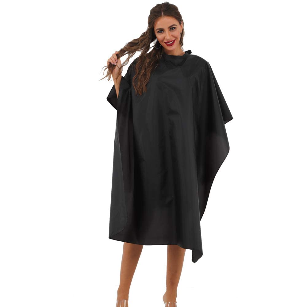 Black Waterproof Hair Salon Cape Professional Barber Cape with Metal Snap Closure Hair Cutting Cape for Adults Water Resistant Hairdressing Cape 59" x 47" (8 Pack)