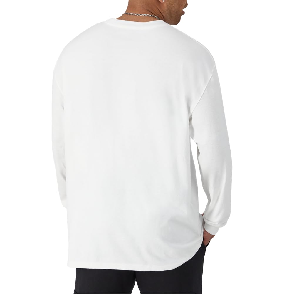 Champion Men's Classic Long Sleeve Tee Shirt, White, M