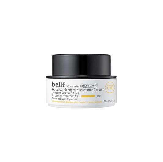belif Aqua Bomb Vitamin C Face Cream – Lightweight Gel Moisturizer with Hyaluronic Acid, Vitamin C & E, Hydrates, Smooths Texture & Boosts Radiance, For All Skin Types, Korean Skincare