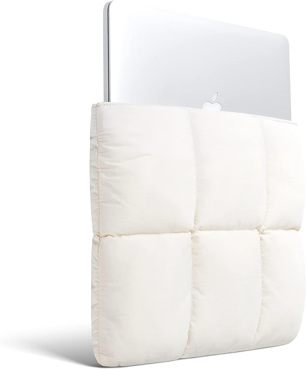 Comfyable Puffy Laptop Sleeve 13 Inch 14 Inch, Quilted Puffer Laptop Carrying Case for Women, Pillow Case Compatible with MacBook Air/Pro M5 M4 M3 M2 Pro/Max 2026, 13" MacBook Neo A18, Rice