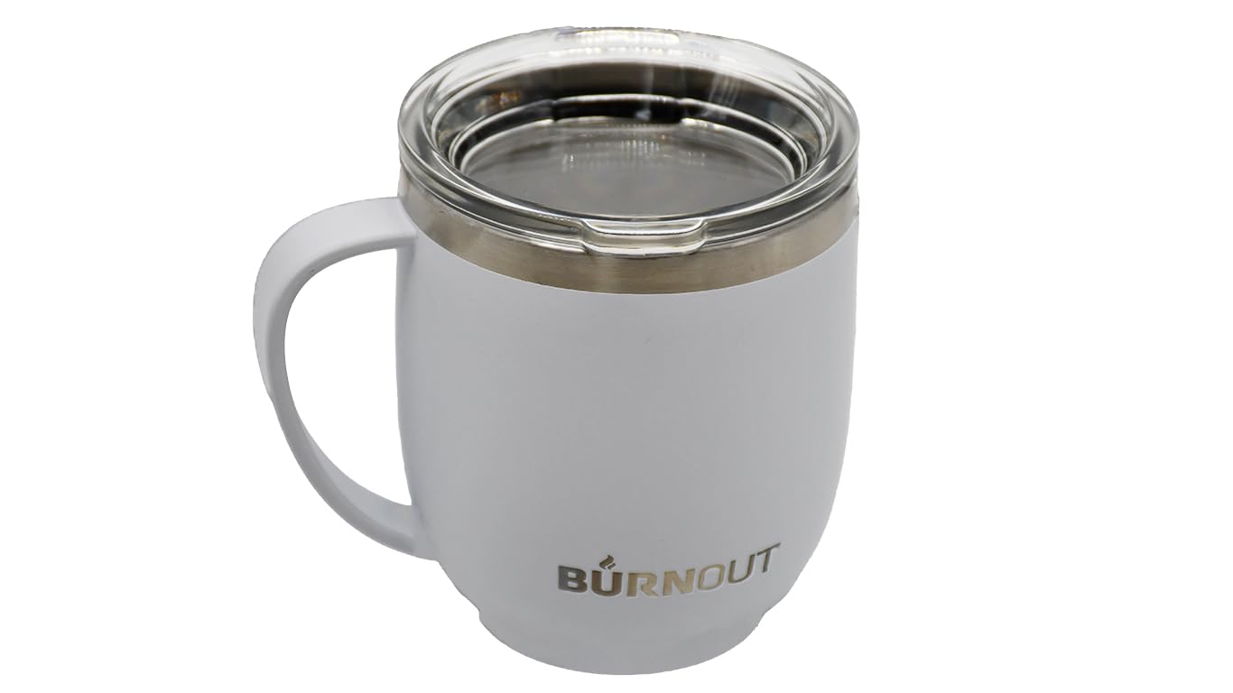 BurnOut Temperature Regulating Home & Office Mug, 12 oz White - Drink Now & Heat-Zorb Tech