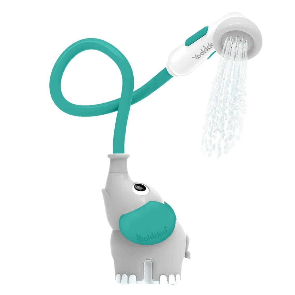 Yookidoo - Elephant Baby Bath Shower Head - Grey/Forest Green - Suitable for Newborns, Infants, and Toddlers - Can be Used as a Bath Toy - Compact and Portable - from Birth - 40250