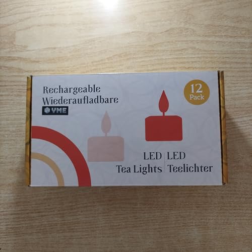 Yme Rechargeable Flameless Candles with Remote, 12 Packs Battery Operated Fake LED Tea Lights Candles Flickering Gift Set for Birthday Halloween Christmas Table Party Decorations Home Indoor Decor