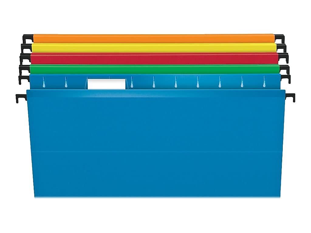 SureHook Hanging Folder, Assorted (Blue, Red, Yellow, Bright Green, Orange), Legal, 20 Folders Per Box, 6153 1/5 Asst