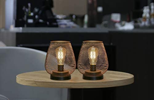 JHY DESIGN Set of 2 Metal Cage LED Lantern Battery Powered, Cordless Accent Light with LED. Great for Weddings,Parties,Patio, Events for Indoors Outdoors.