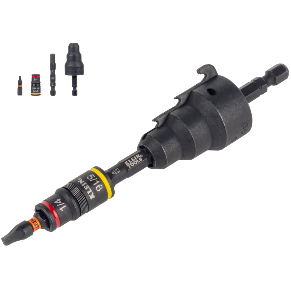 Klein Tools 85091HD Flip Socket Conduit Reamer, 3-in-1 Impact-Rated Tool for 1/2-Inch, 3/4-Inch, 1-Inch Conduit, Magnetic Bit Holder