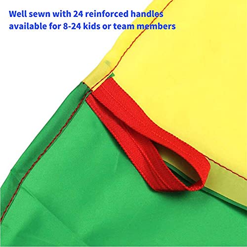 16.4ft Rainbow Parachute for Outdoor Party Games, Kids Play Parachute Group Cooperative Team Game Toys, Family Get-Together Entertainment