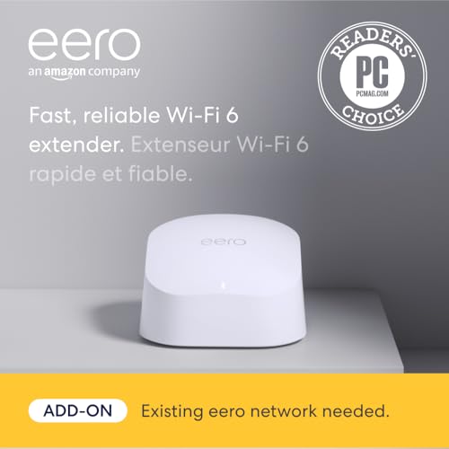 Amazon eero 6 dual-band mesh Wi-Fi 6 extender (newest model), expands existing eero network