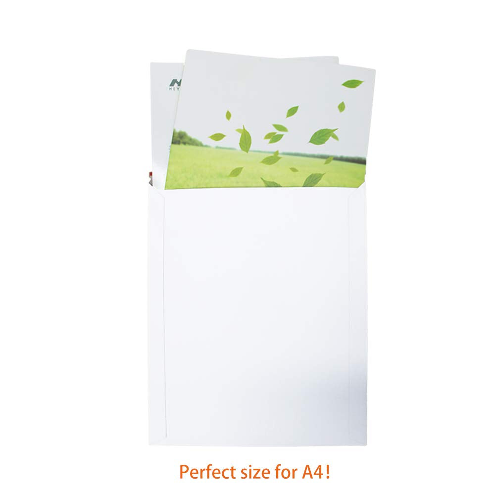 zmybcpack 50 Pack 9X12 inch Self Seal Photo Document Rigid Mailers Stay Flat White Cardboard Envelopes White Photography Mailers for CD, Photos, Document