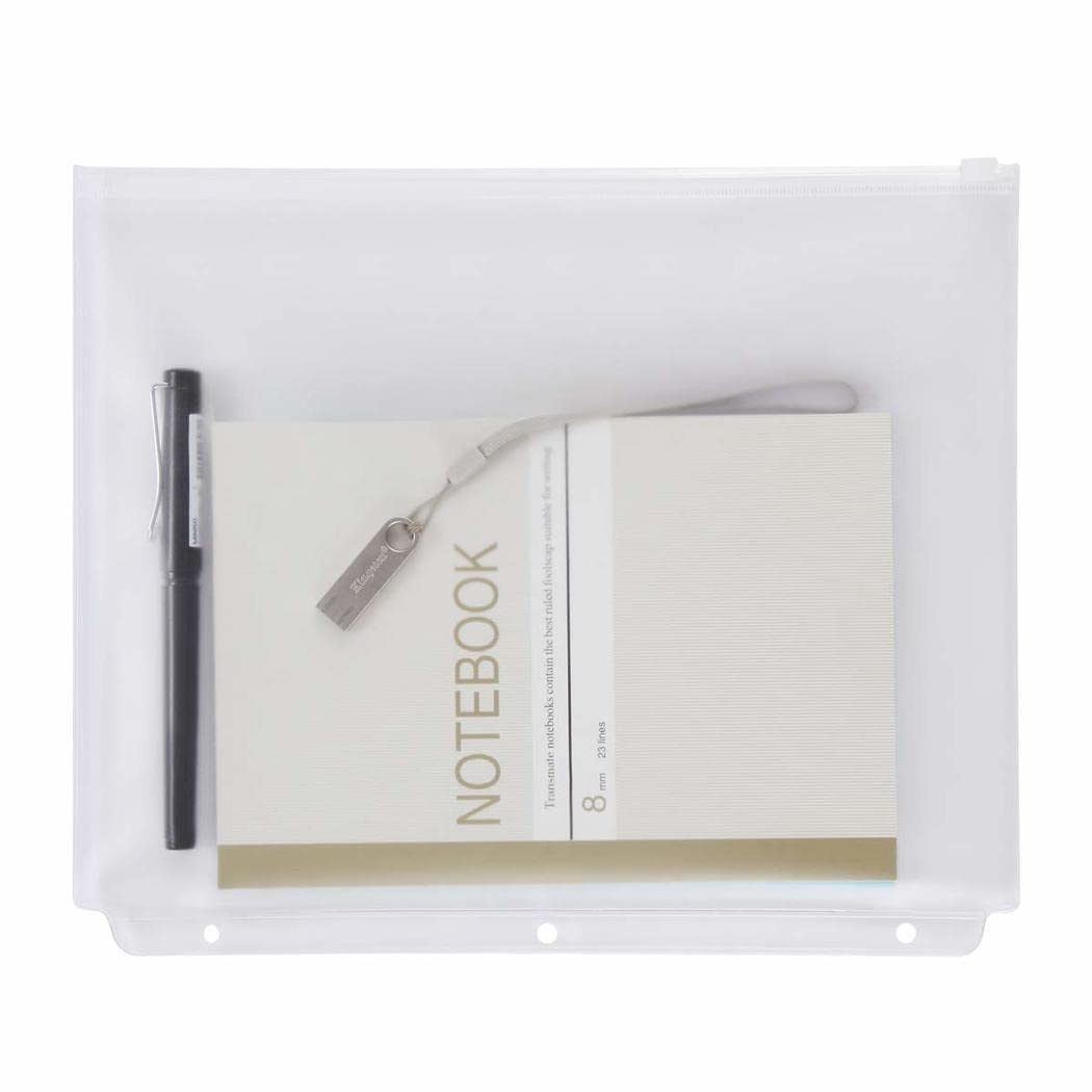 YoeeJob 3 Holes Clear PVC Zipper Binder Pocket Insert Pages Letter Size, 8 1/2"x 11 Loose Leaf Binder Filing Storage Bags 50 Per Pack