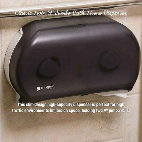 San Jamar R4000TBK Twin 9" Jumbo Tissue Dispenser, Black Pearl