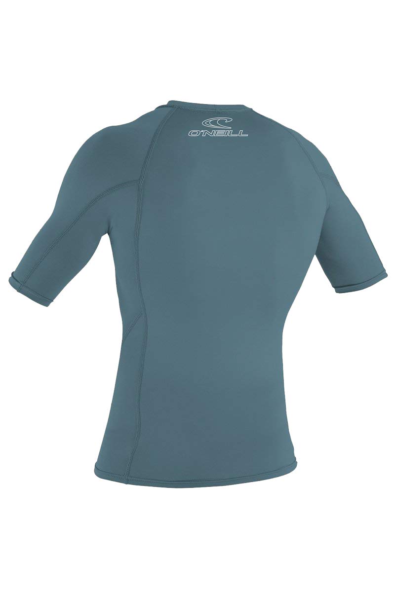 O'Neill Wetsuits Men's Basic Skins UPF 50+ Short Sleeve Rash Guard, Dusty Blue, X-Large