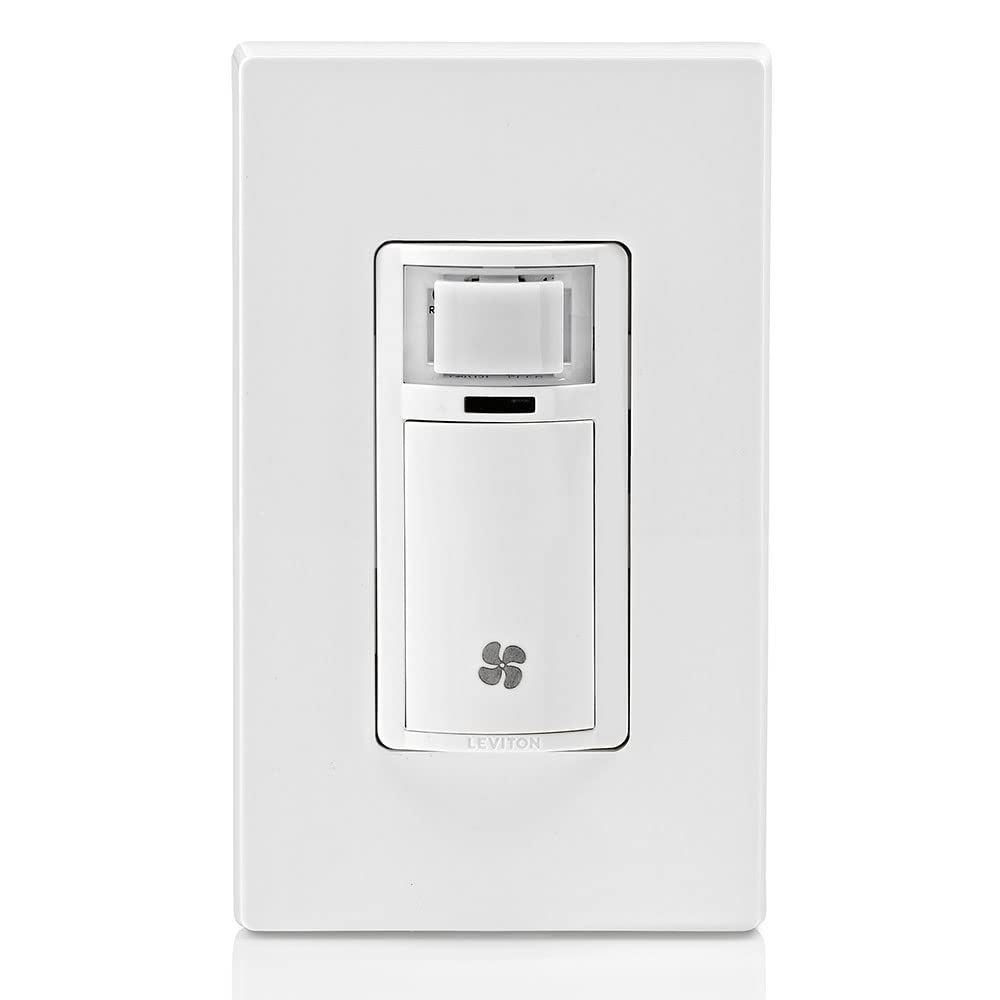 Leviton Humidity Sensor Switch for Bathroom Exhaust Fan, automate Ventilation, air Circulation, Moisture Control, ¼ HP, Single Pole, DHS05-1LW, White