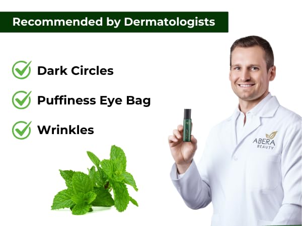 Abera Eye Roller Serum for Men – Eye Bags, Dark Circles & Puffiness Treatment – Mint Essence with Vitamin C & Peptides 0.34 fl oz (2 Boxes) + FREE Abera Men Armpit Roller