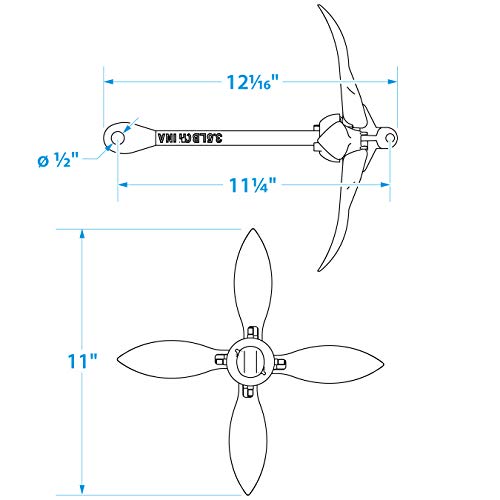 SEACHOICE Folding Grapnel Anchor 3-1/2 lbs. 41000, One Size, Steel
