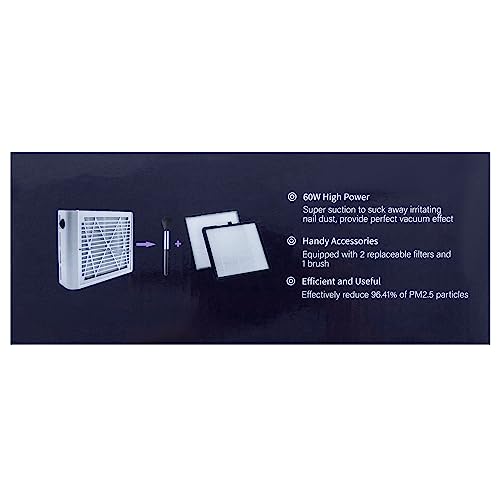 BRANTMAKER Nail Dust Collector with Brush and 2 Reusable Filters, 60W Vacuum Dust Fan for Acrylic Nails (Pink)