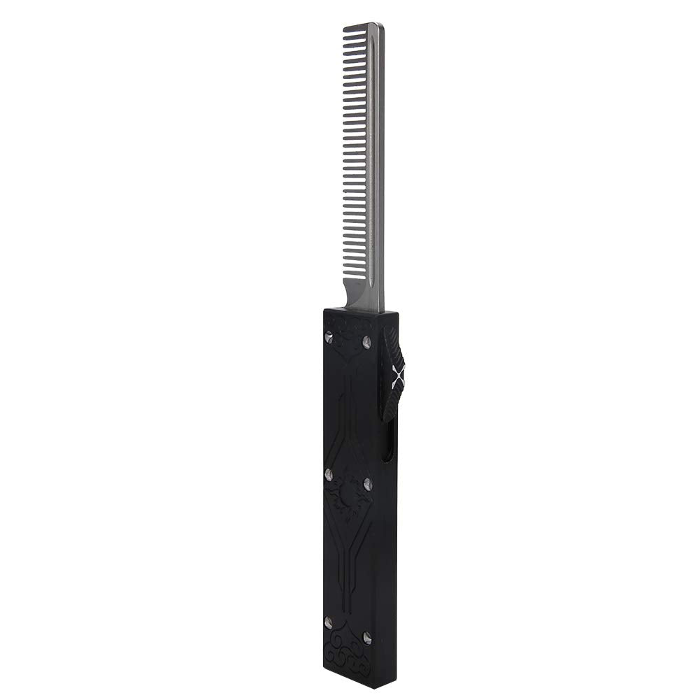 TeamSky Spring Comb Pocket Folding Flick Hair Comb For Beard, Mustache, Head Black Handle, Mens Pocket Comb Stainless Steel Spring Jump Brush Salon Beauty Tool